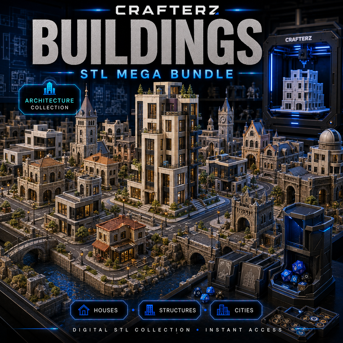 Buildings STL Mega Bundle – 3D Printable Houses, Architecture, Structures and Miniature Environments | Crafterz