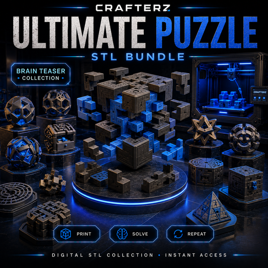 Ultimate Puzzle STL Bundle – 3D Printable Brain Teasers, Interlocking Puzzles and Interactive Designs | Crafterz