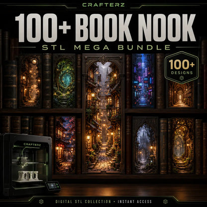100+ Book Nook STL Mega Bundle – 3D Printable Miniature Book Nook Designs | Crafterz