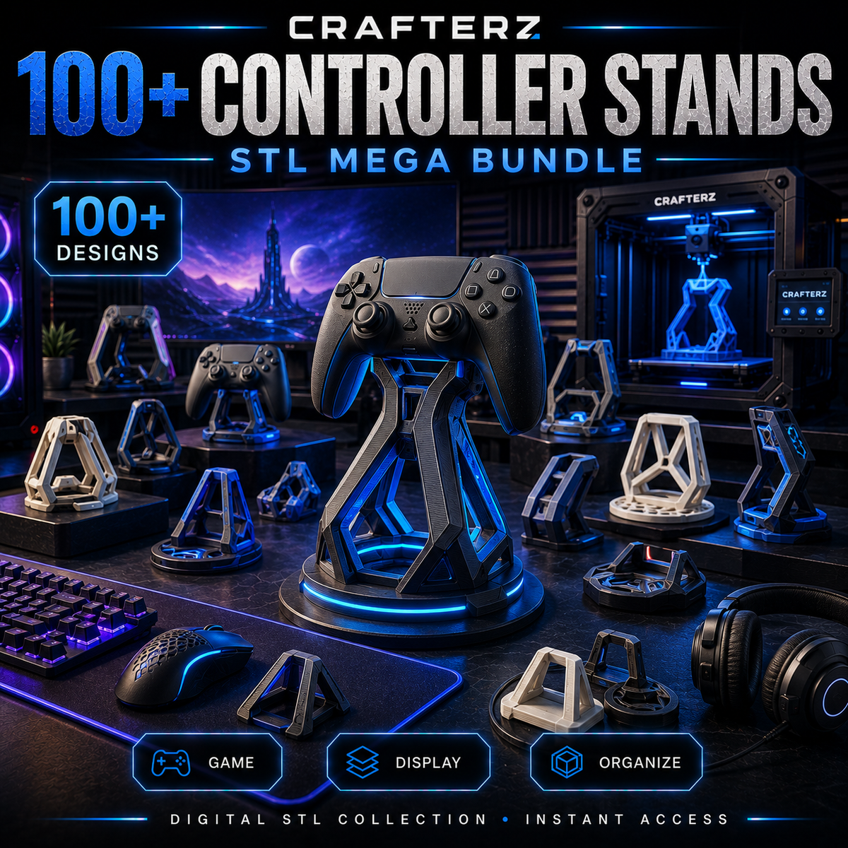 100+ Game Controller Stand STL Mega Bundle – 3D Printable Gaming Controller Display Stands | Crafterz