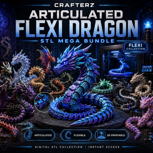 Articulated Flexi Dragon STL Mega Bundle – 3D Printable Flexible Dragon Designs | Crafterz