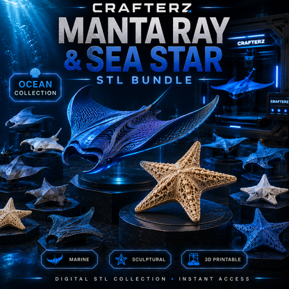 Manta Ray and Sea Star STL Bundle – 3D Printable Ocean and Marine Life Models | Crafterz