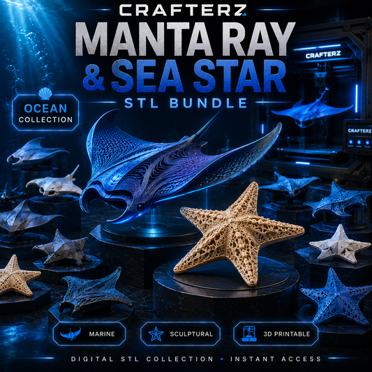 Manta Ray and Sea Star STL Bundle – 3D Printable Ocean and Marine Life Models | Crafterz