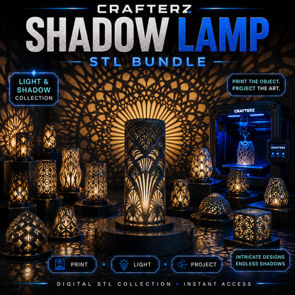 Shadow Lamp STL Bundle – 3D Printable Decorative Lamps with Light and Shadow Patterns | Crafterz