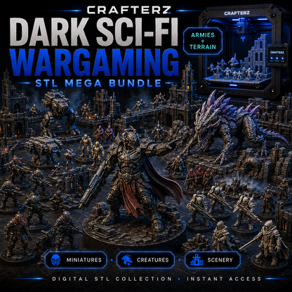 Dark Sci-Fi Wargaming STL Mega Bundle – 3D Printable Miniature Armies, Creatures, Machines and Terrain | Crafterz